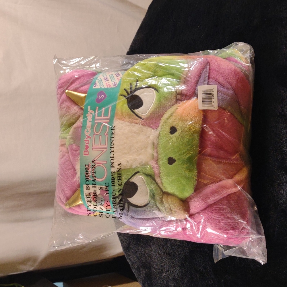 NEW Body Candy Rainbow Hooded Unicorn Onesie - Size S
